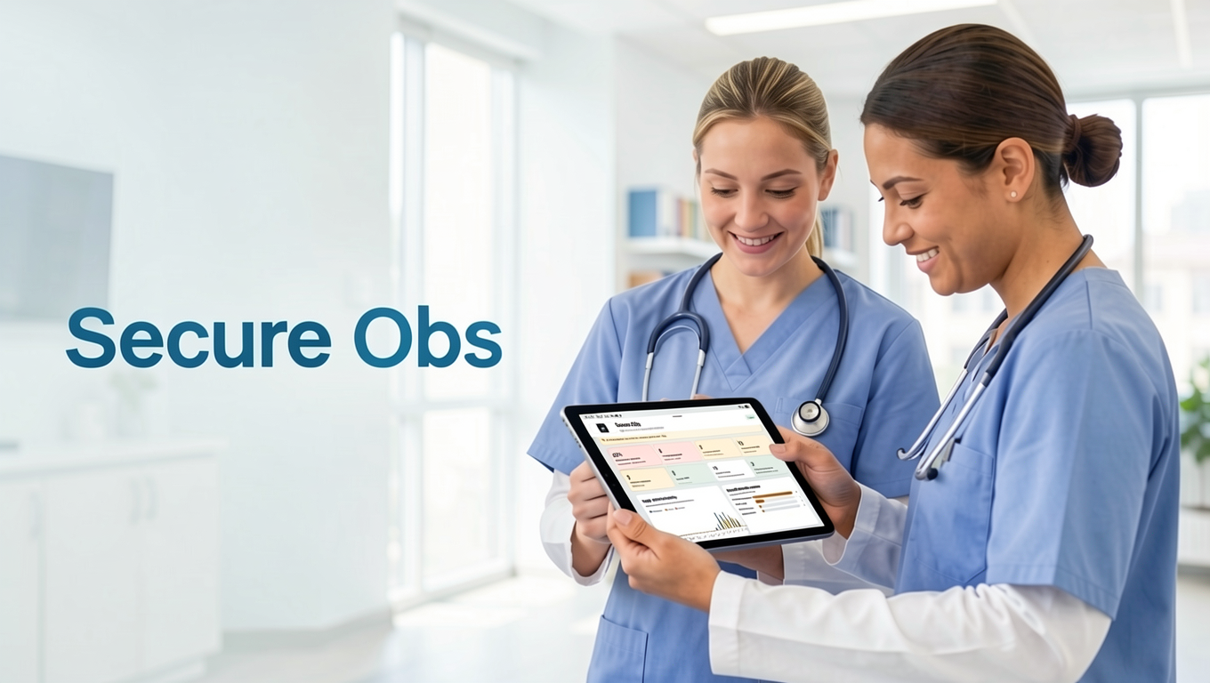 Nurses using SecureObs on a tablet